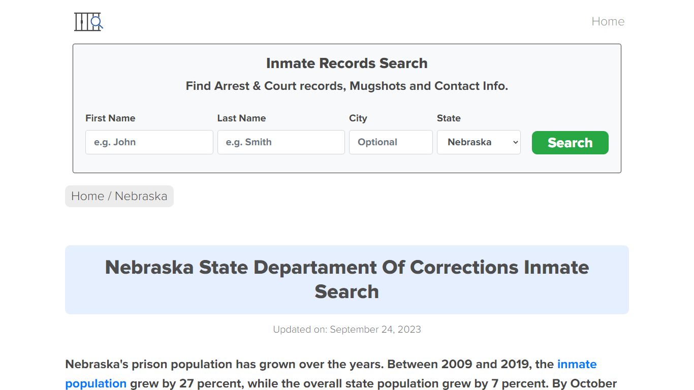 Nebraska State Departament Of Corrections Inmate Search