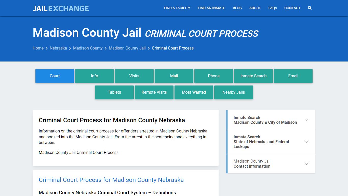 Madison County Jail Criminal Court Process - Jail Exchange