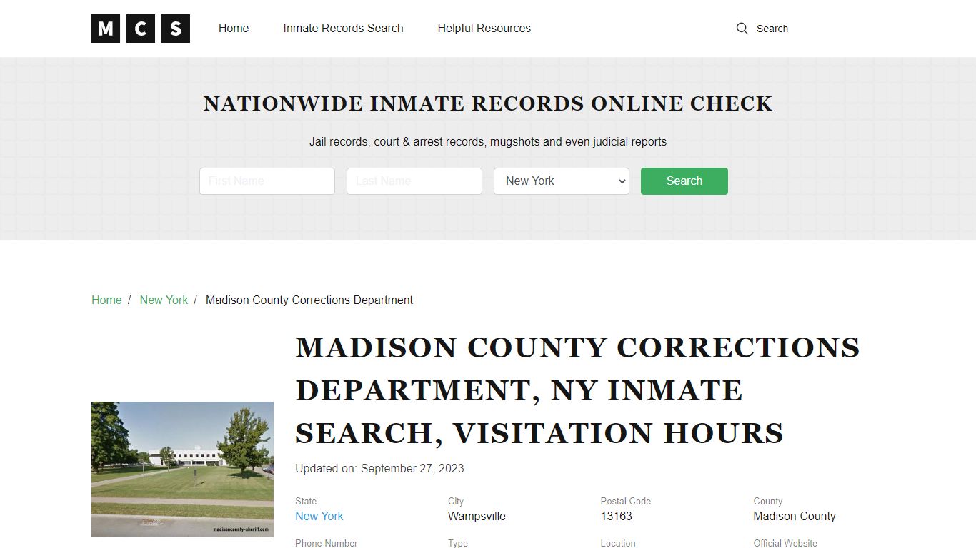 Madison County, NY Jail Inmates Search, Visitation Rules