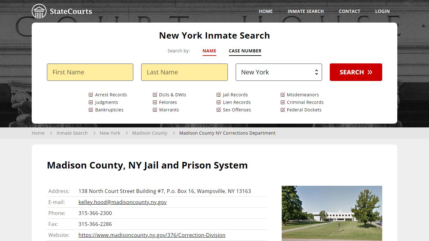 Madison County NY Corrections Department Inmate Records Search, New ...