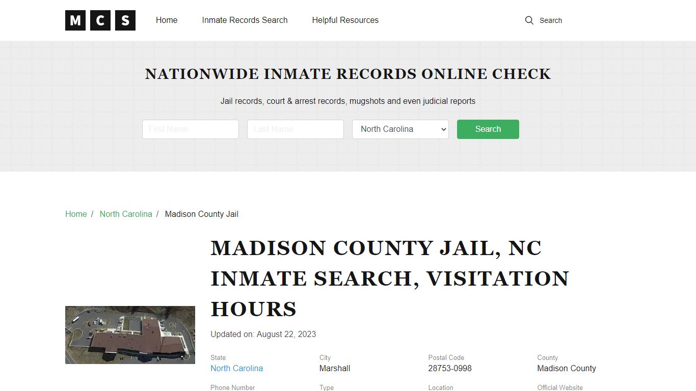 Madison County, NC Jail Inmates Search, Visitation Rules