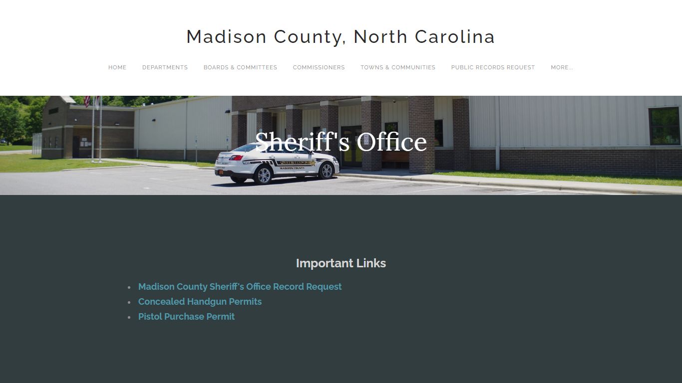 Sheriff's Office - Madison County, North Carolina