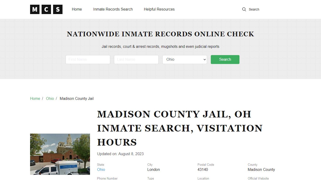 Madison County, OH Jail Inmates Search, Visitation Rules