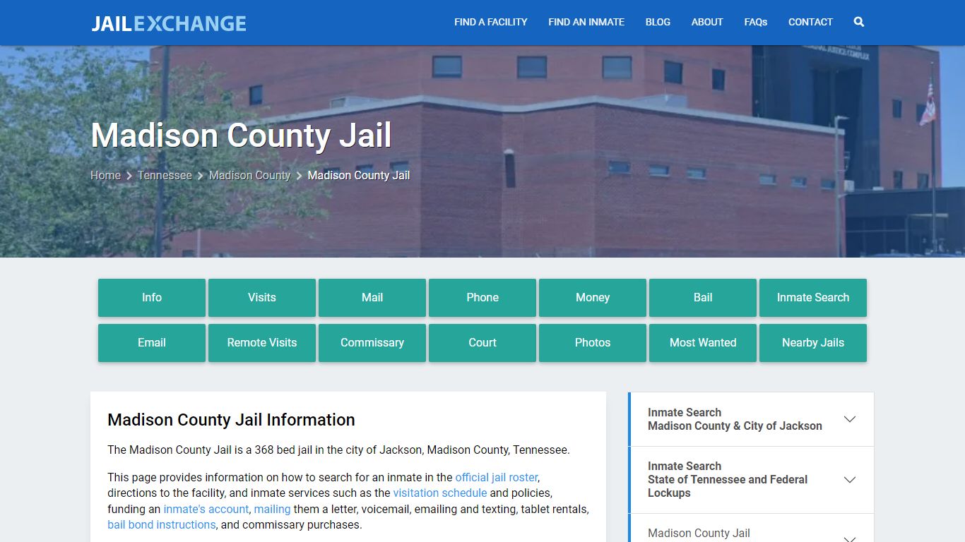 Madison County Jail, TN Inmate Search, Information