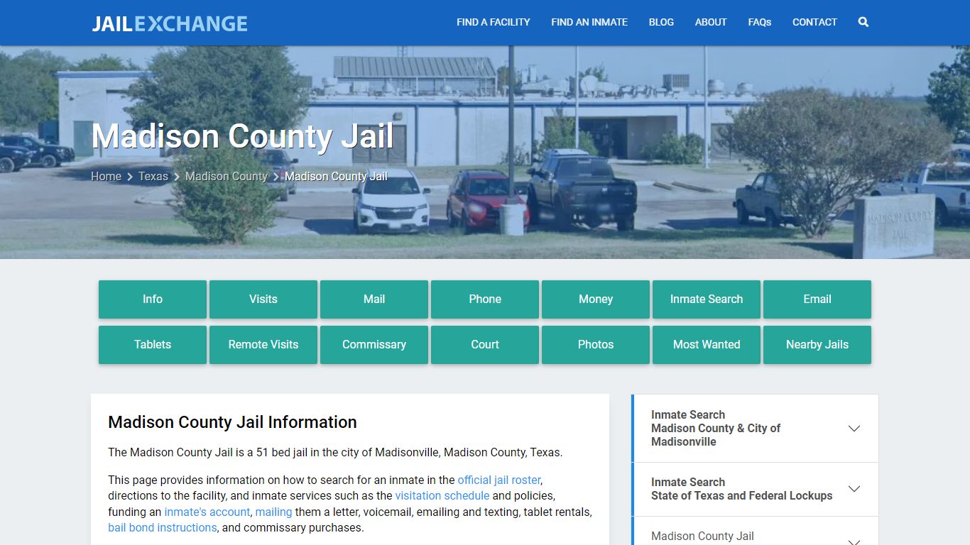 Madison County Jail, TX Inmate Search, Information