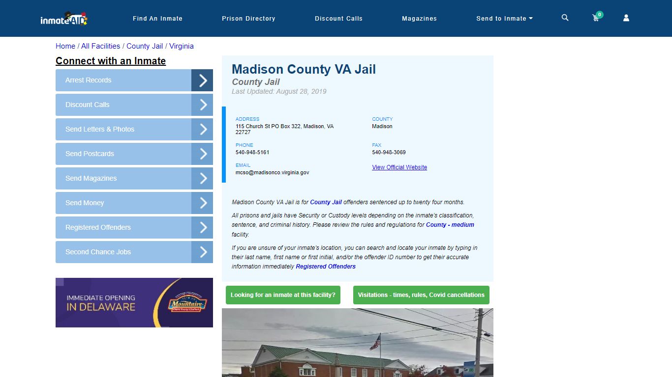 Madison County VA Jail - Inmate Locator - Madison, VA