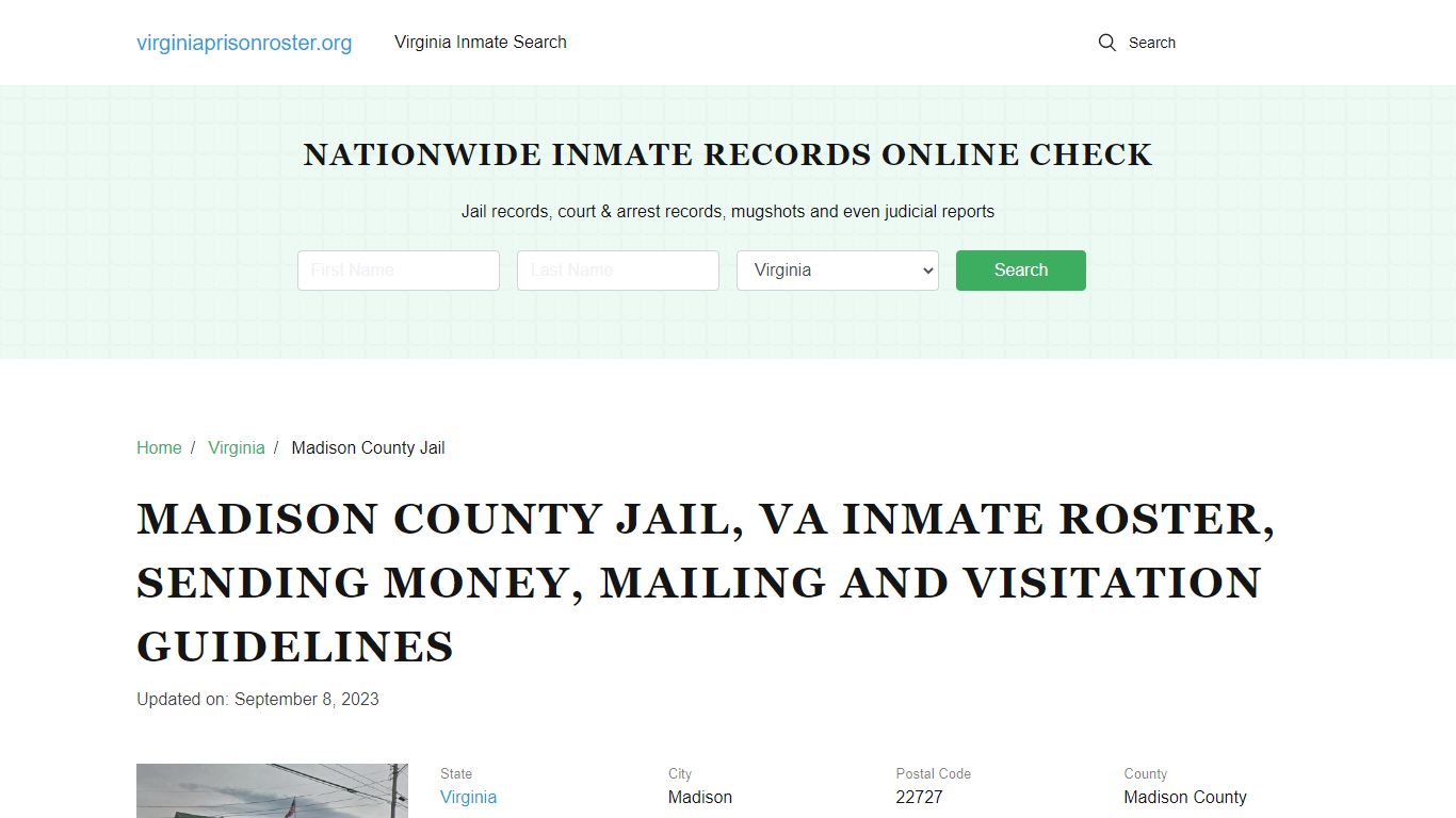 Madison County Jail, VA: Offender Search, Visitation & Contact Info