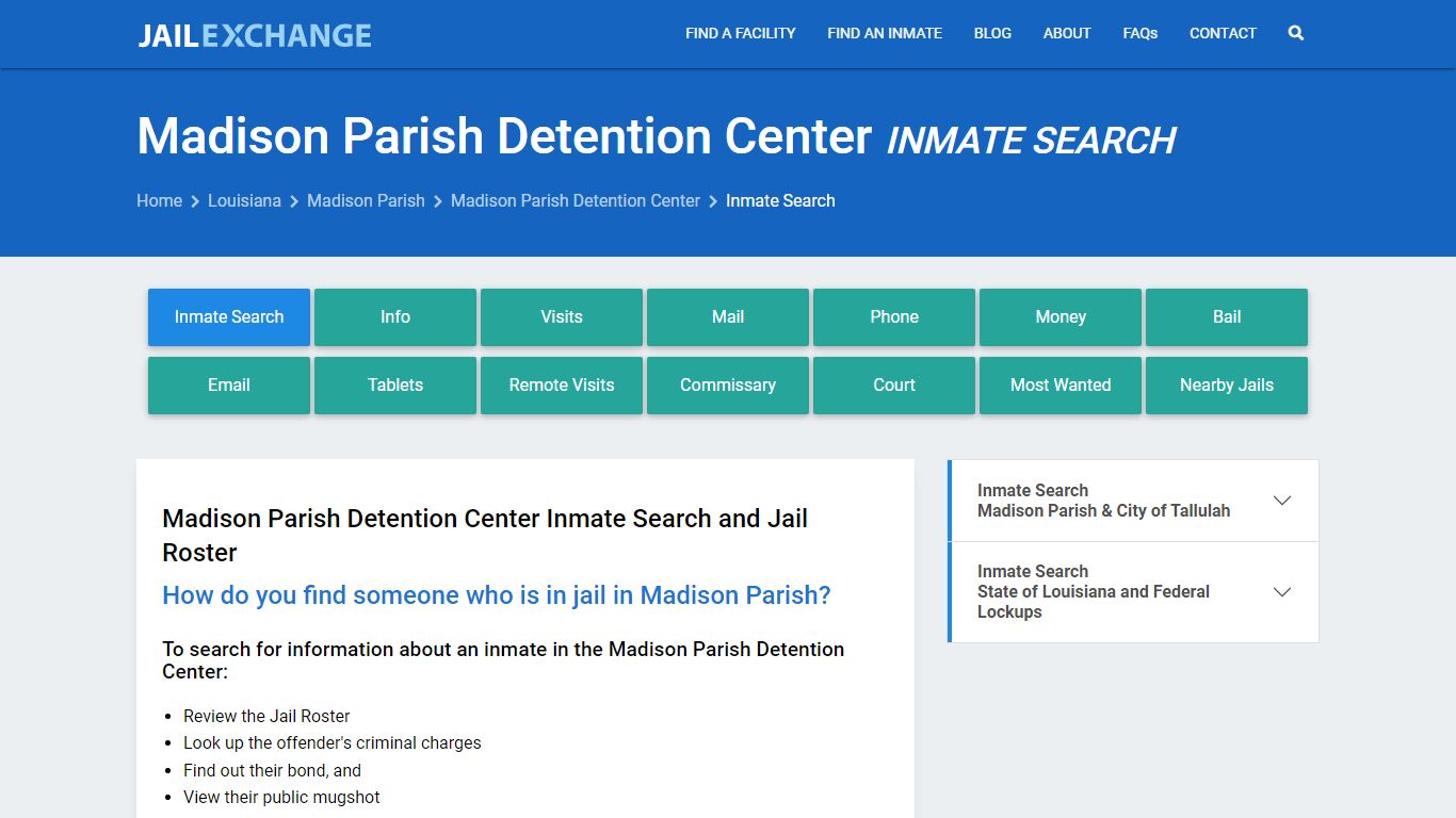 Madison Parish Detention Center Inmate Search - Jail Exchange