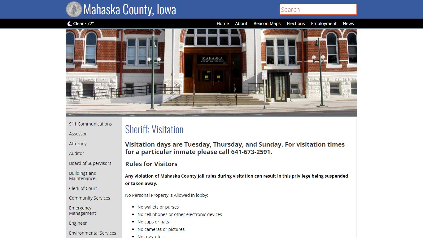Jail Visitation - Mahaska County, Iowa | mahaskacountyia.gov