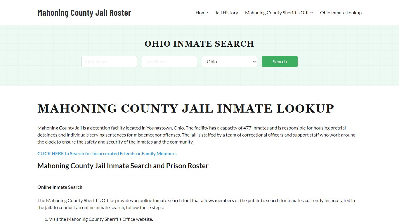 Mahoning County Jail Roster Lookup, OH, Inmate Search