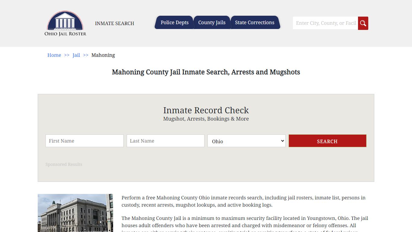Mahoning County Jail Inmate Search, Arrests and Mugshots