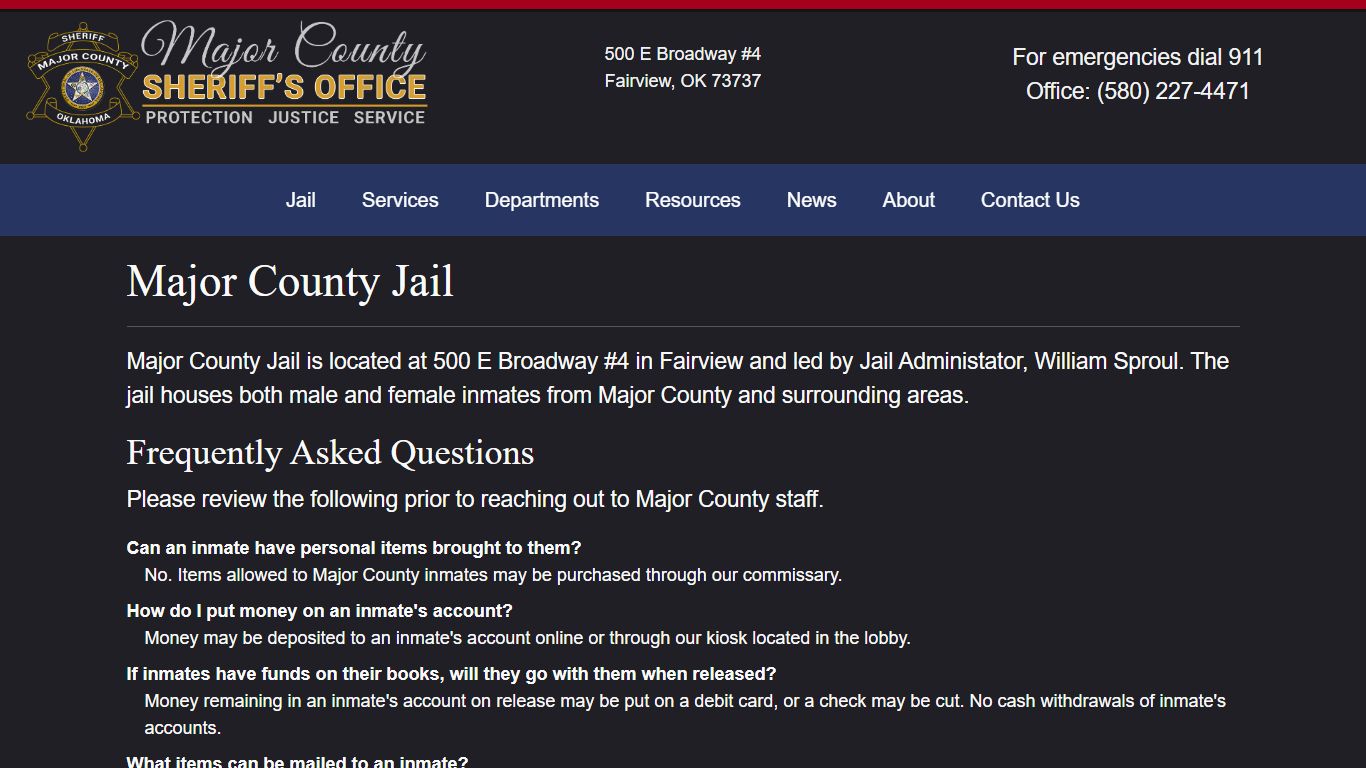 Jail Information - Major County Sheriff's Office