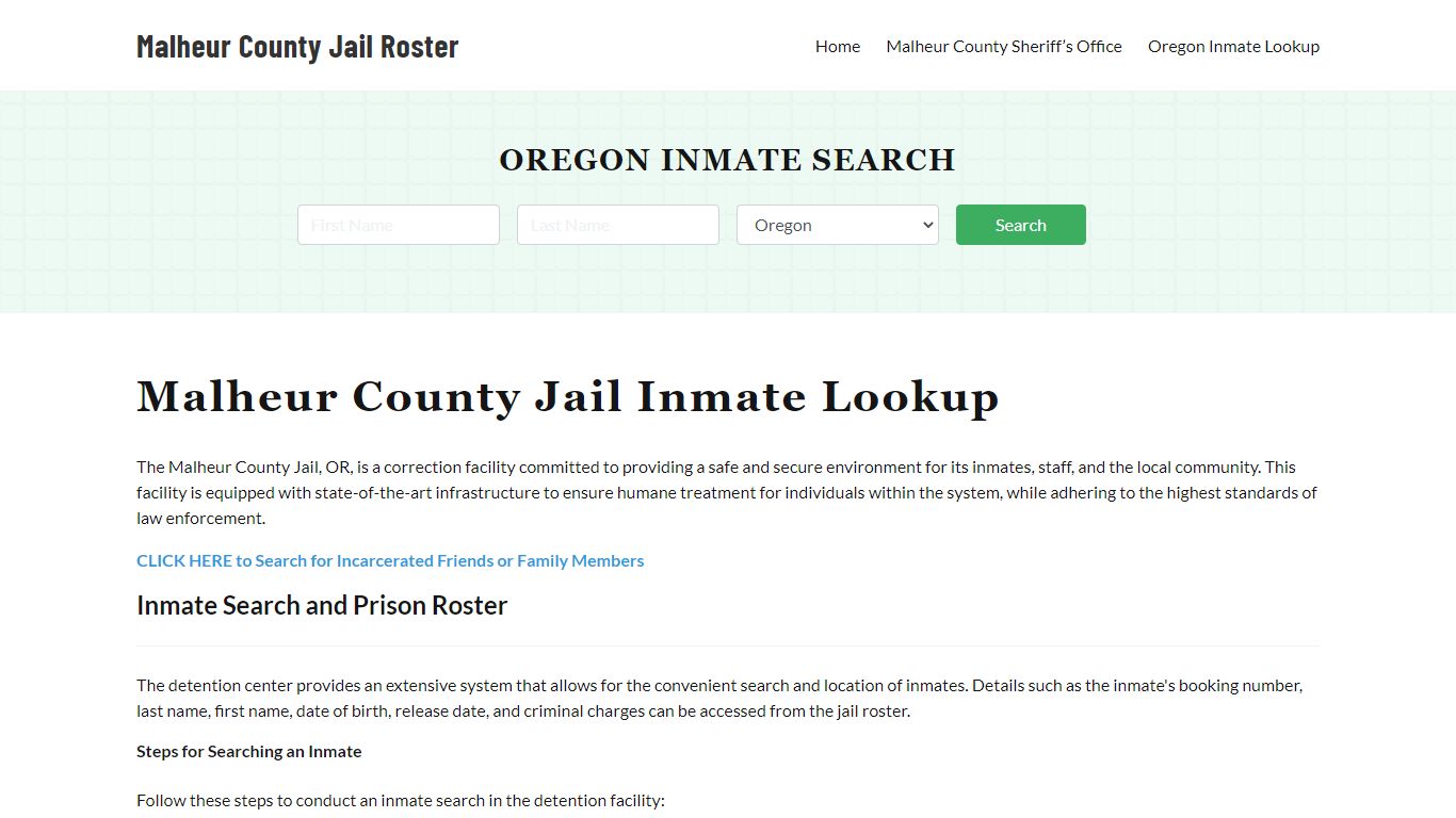 Malheur County Jail Roster Lookup, OR, Inmate Search