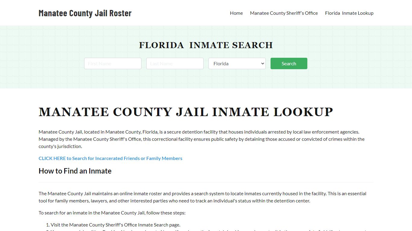 Manatee County Jail Roster Lookup, FL, Inmate Search