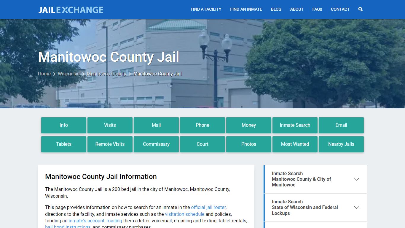 Manitowoc County Jail, WI Inmate Search, Information