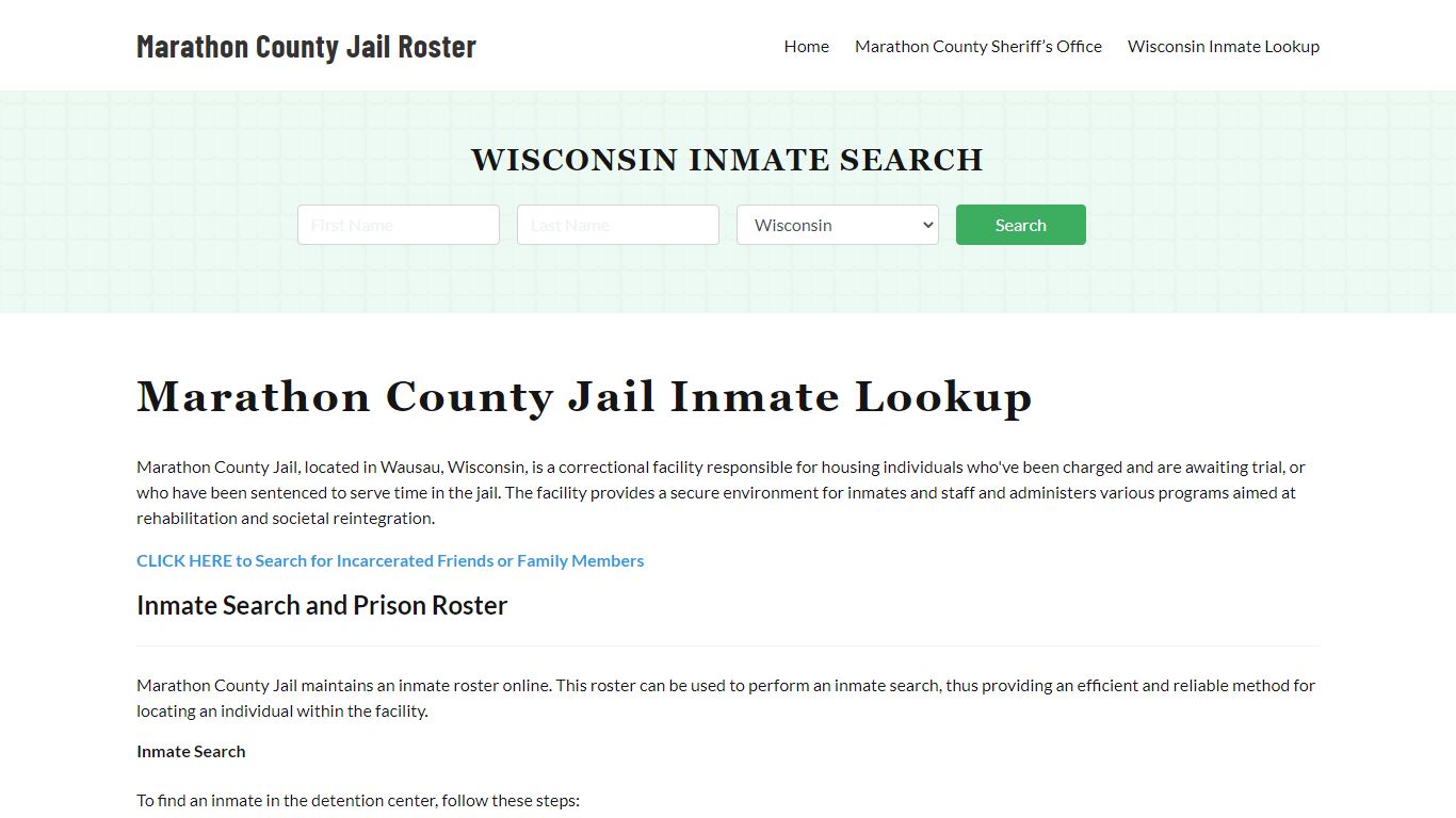 Marathon County Jail Roster Lookup, WI, Inmate Search