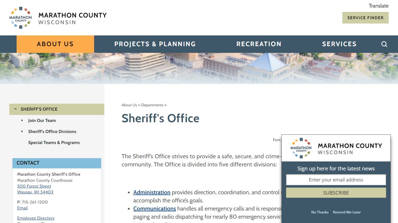Sheriff's Office | Marathon County, WI