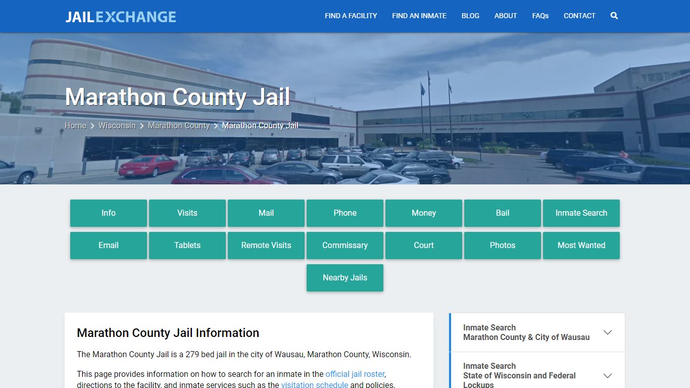 Marathon County Jail, WI Inmate Search, Information