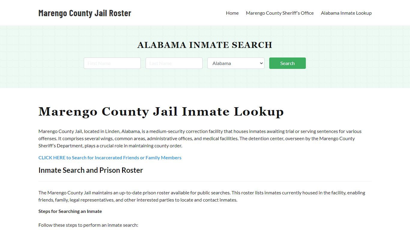 Marengo County Jail Roster Lookup, AL, Inmate Search