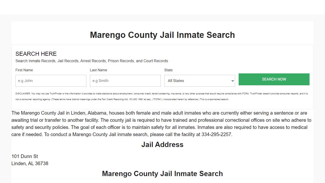 Marengo County Jail Inmate Search