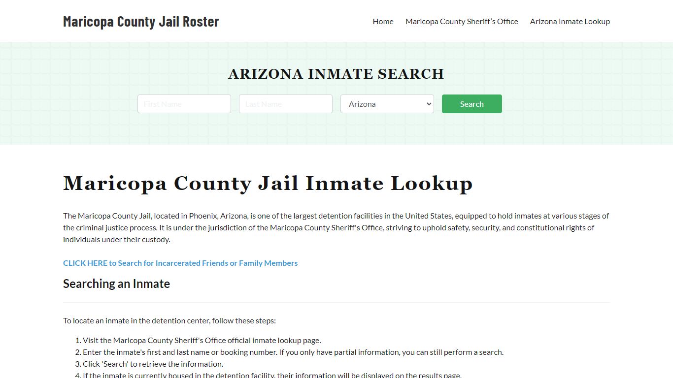 Maricopa County Jail Roster Lookup, AZ, Inmate Search