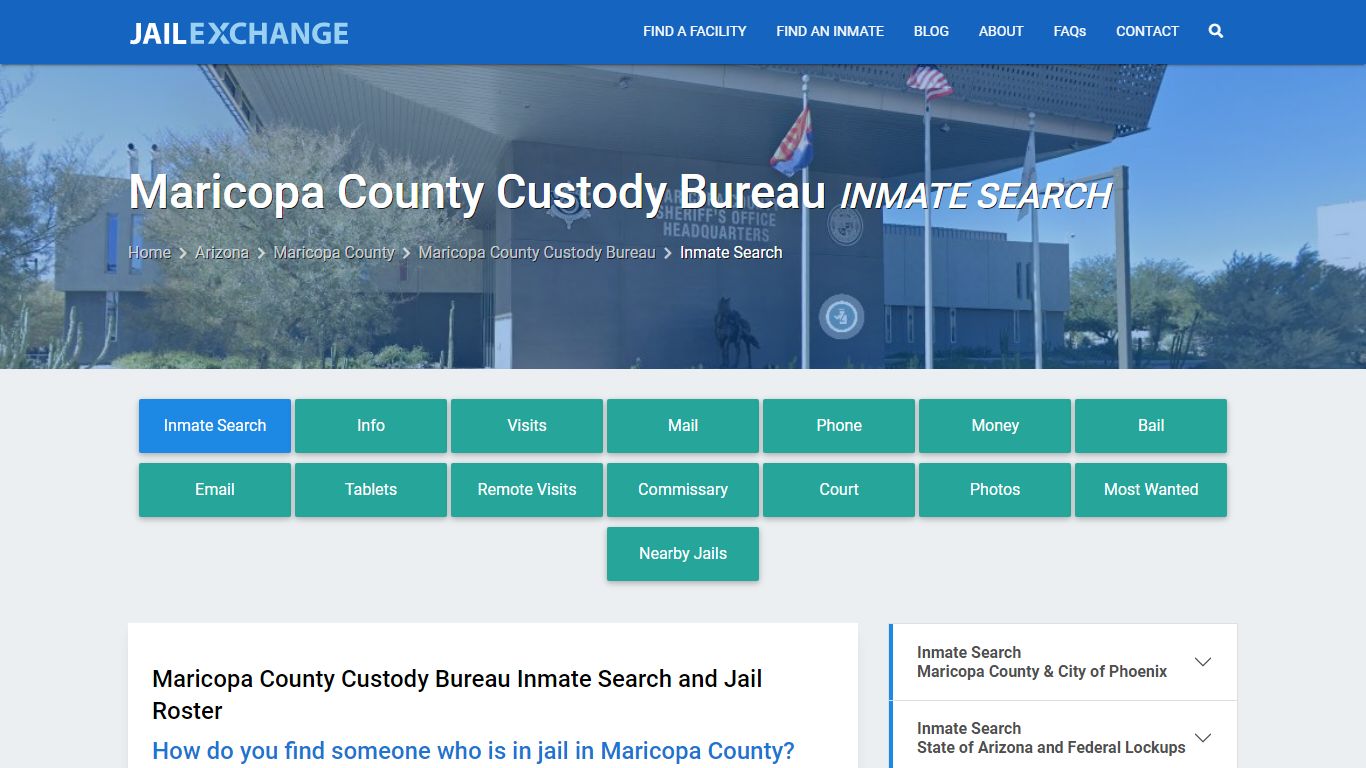 Maricopa County Custody Bureau Inmate Search - Jail Exchange