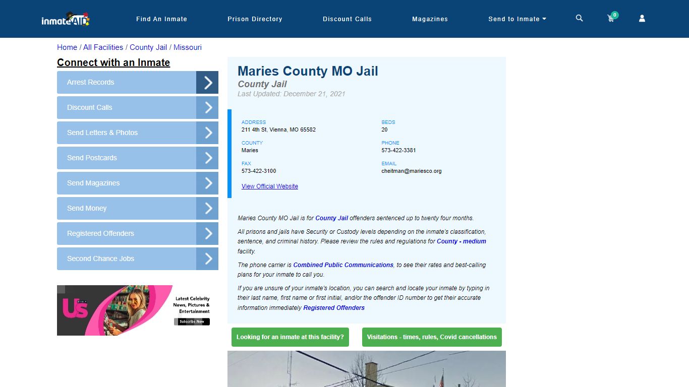 Maries County MO Jail - Inmate Locator - Vienna, MO