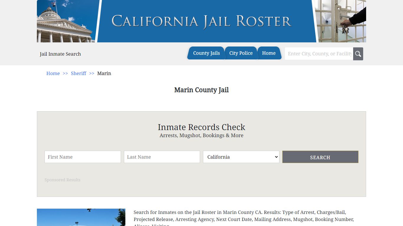 Marin County Jail | Jail Roster Search