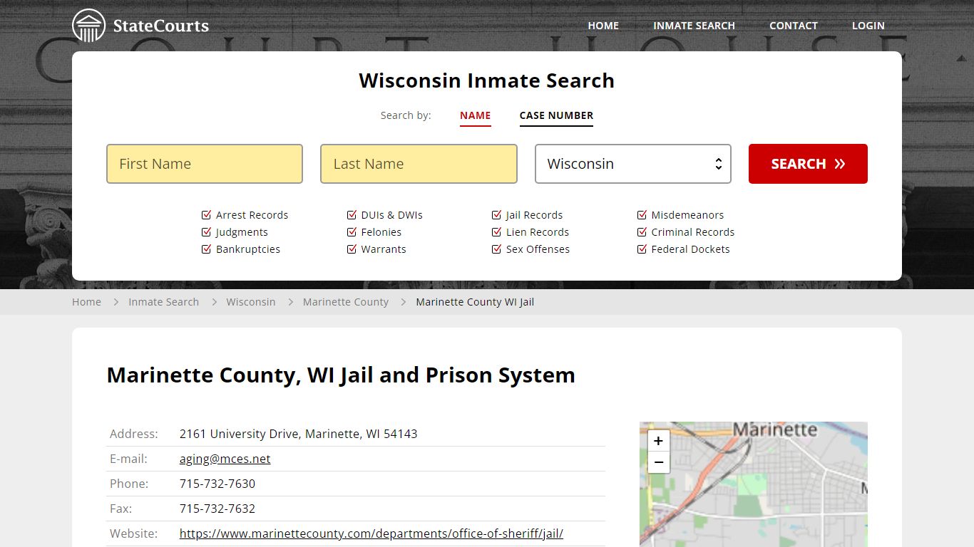 Marinette County WI Jail Inmate Records Search, Wisconsin - StateCourts