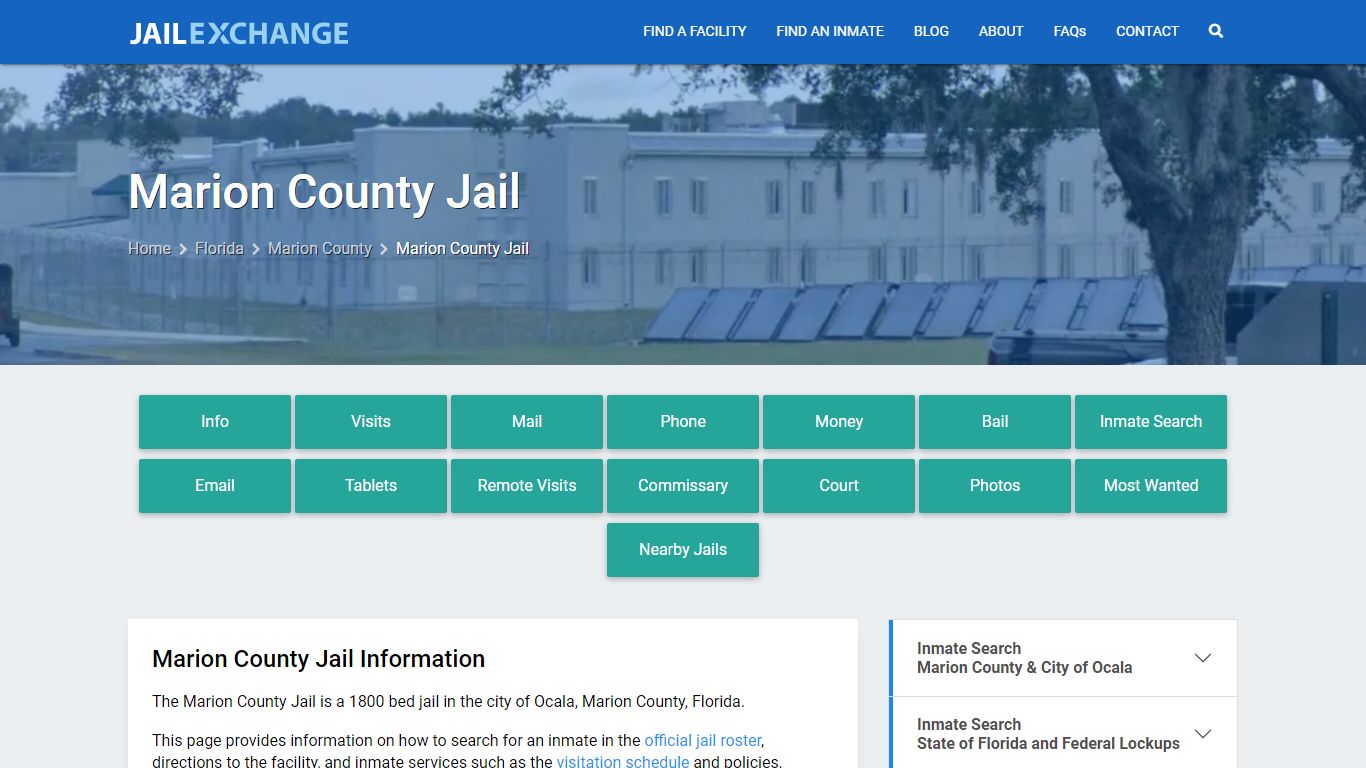 Marion County Jail, FL Inmate Search, Information