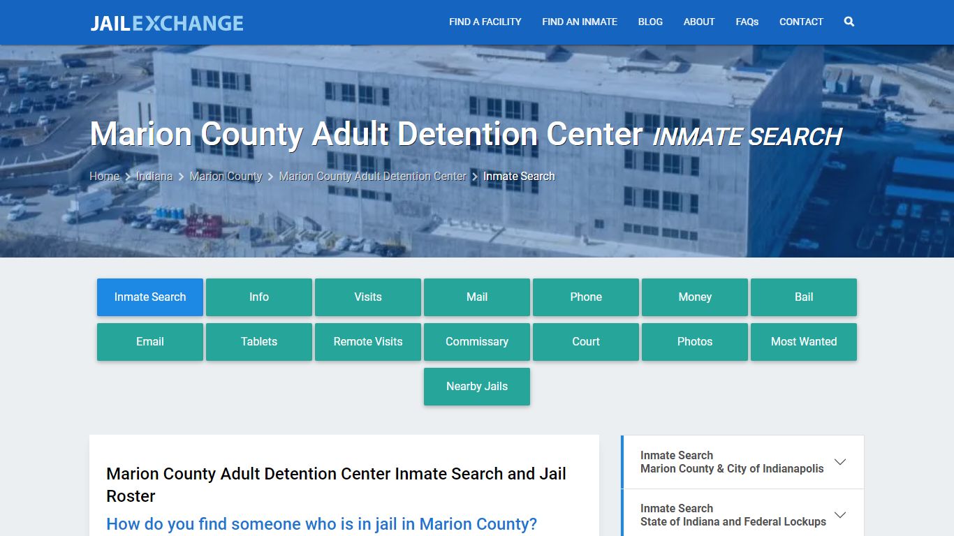 Marion County Adult Detention Center Inmate Search
