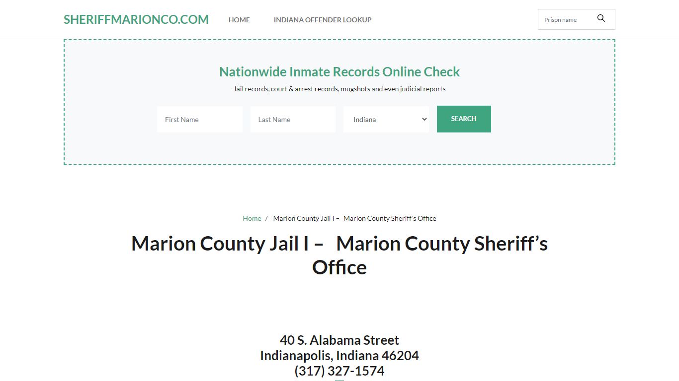 Marion County Jail I - Marion County Sheriff's Office
