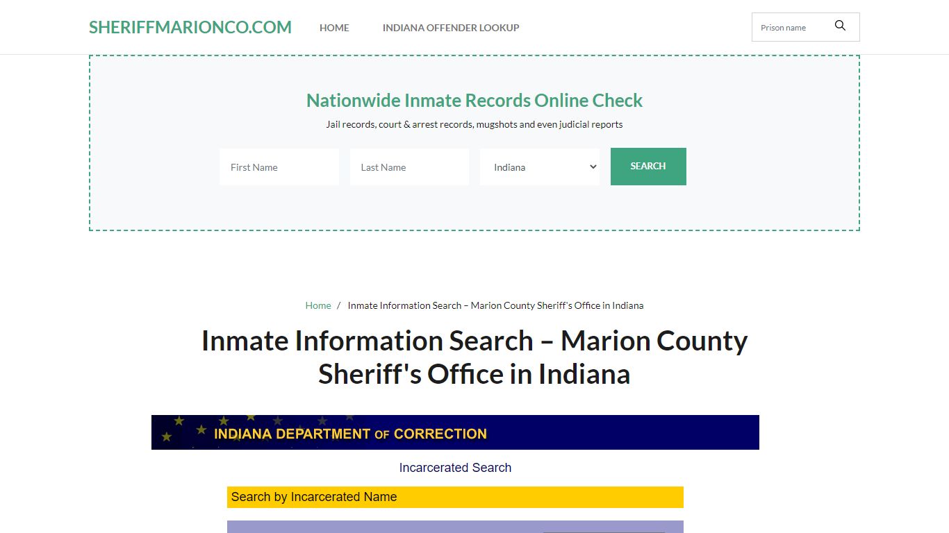 Inmate Information Search – Marion County Sheriff's Office in Indiana