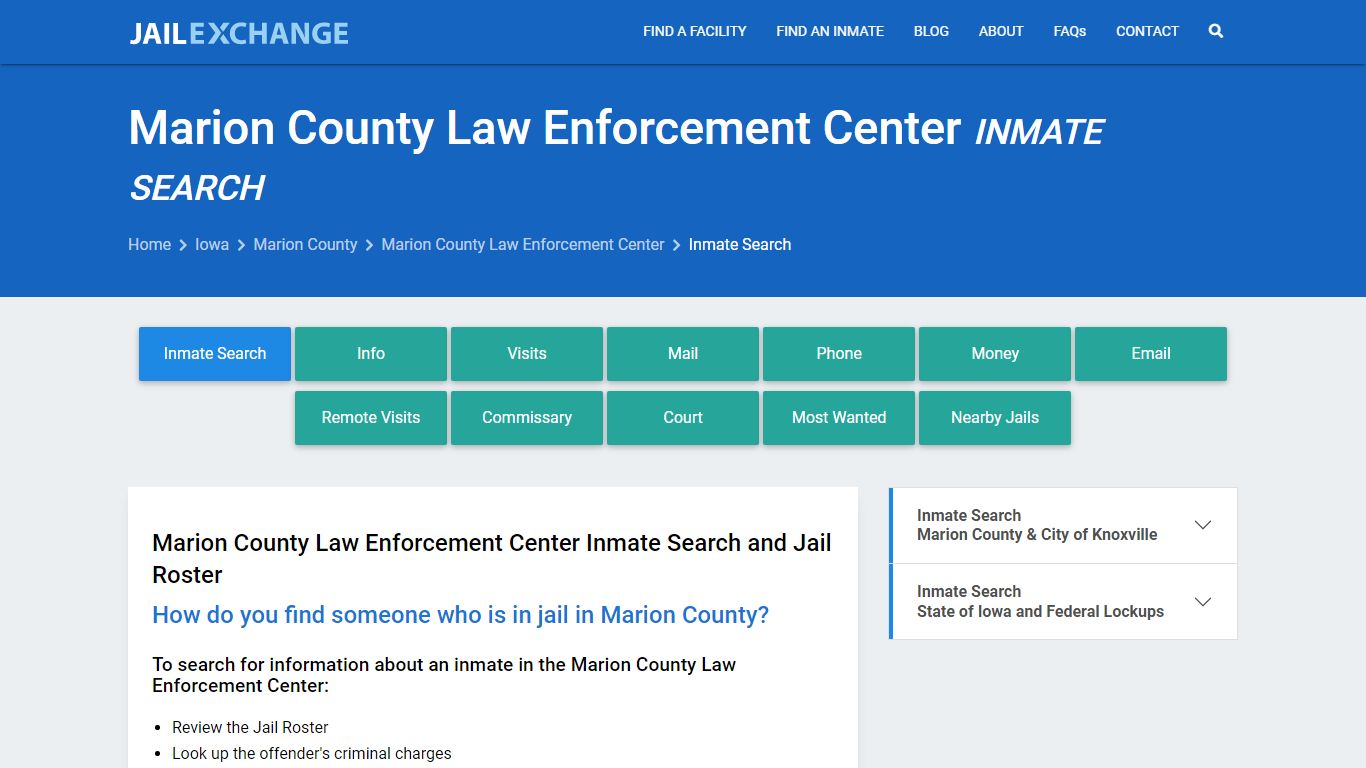 Marion County Law Enforcement Center Inmate Search