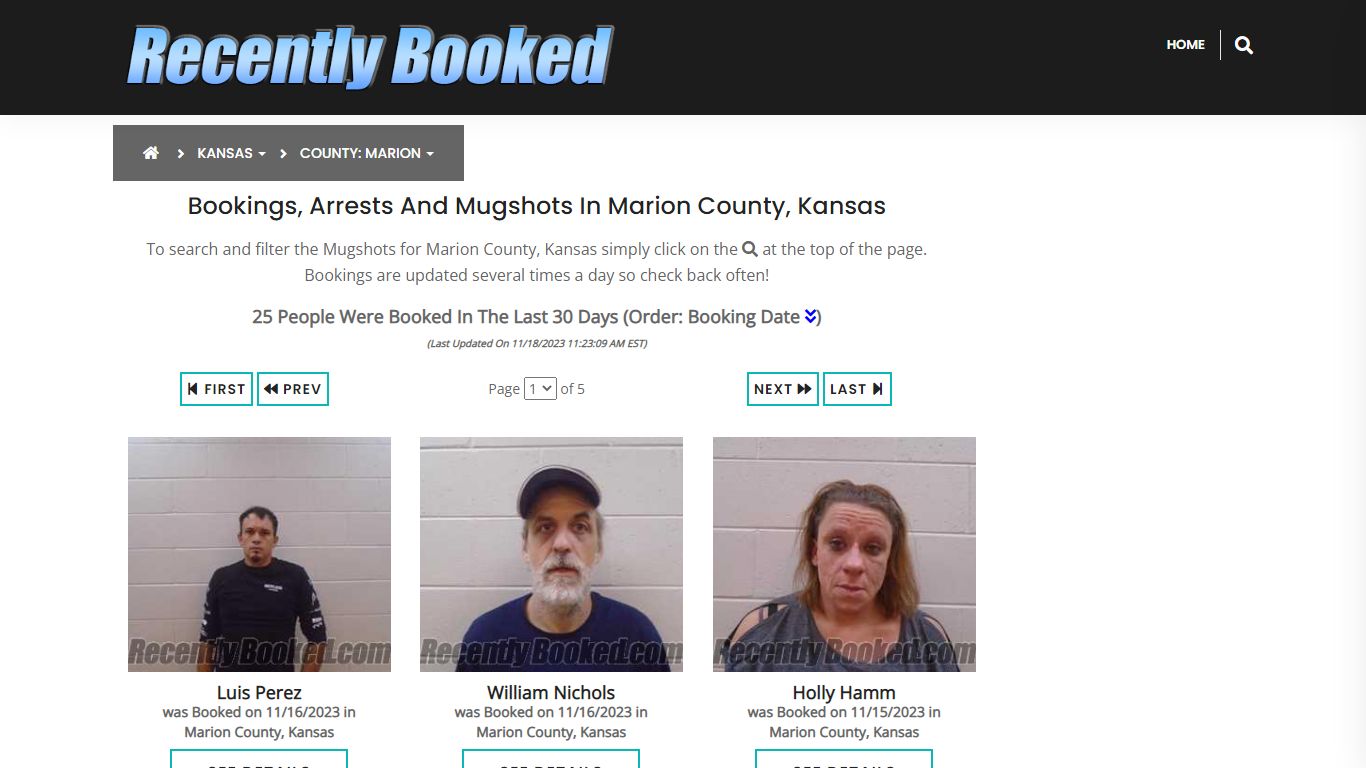 Recent bookings, Arrests, Mugshots in Marion County, Kansas