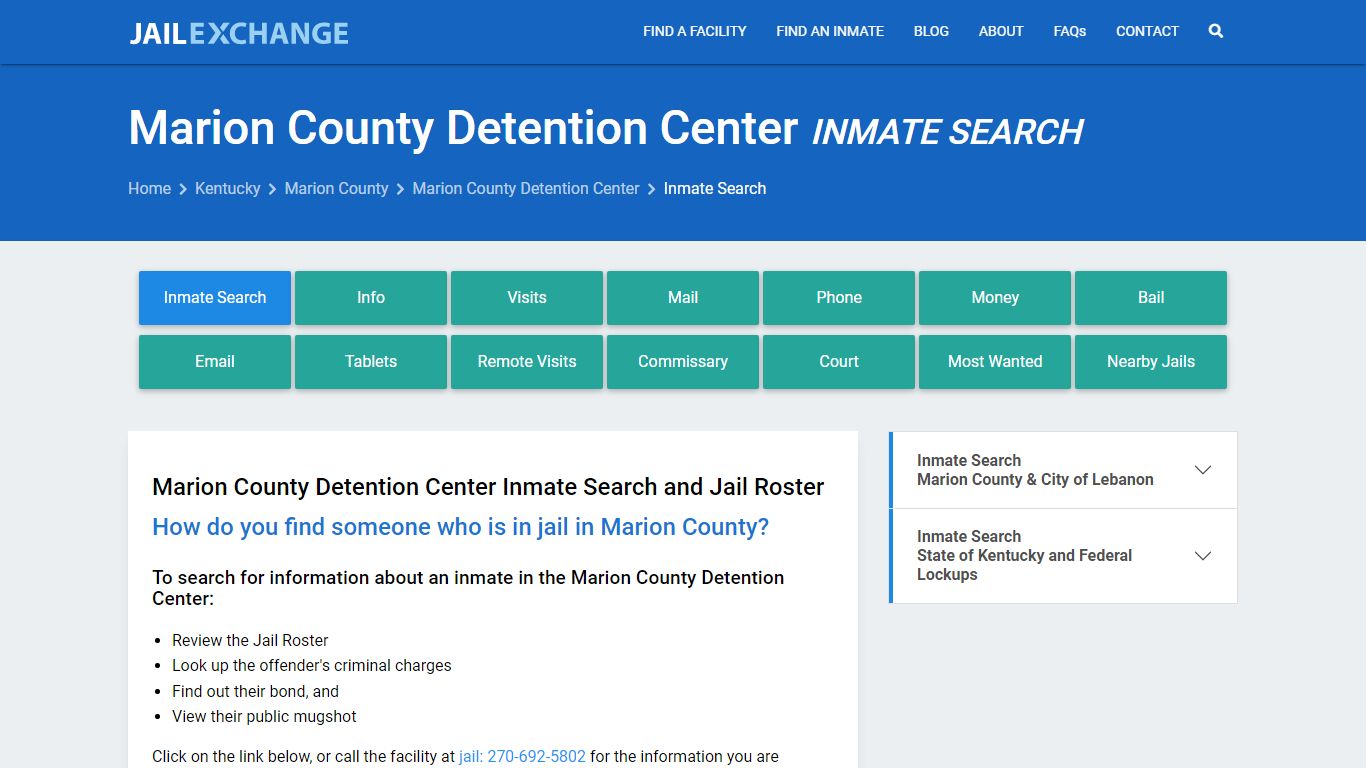 Marion County Detention Center Inmate Search - Jail Exchange