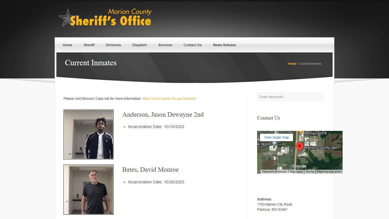 Current Inmates ‹ Marion County MO Sheriff's Office