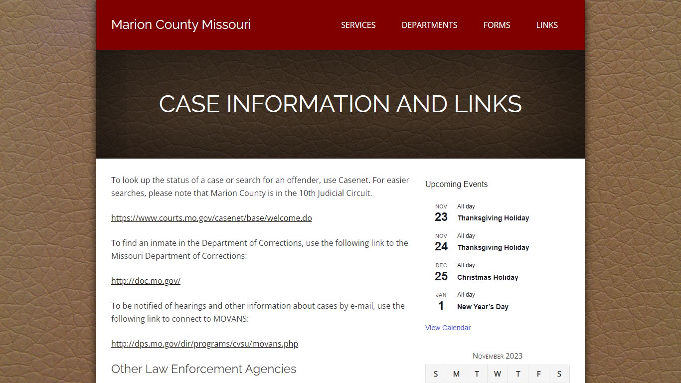 Case Information and Links – Marion County Missouri