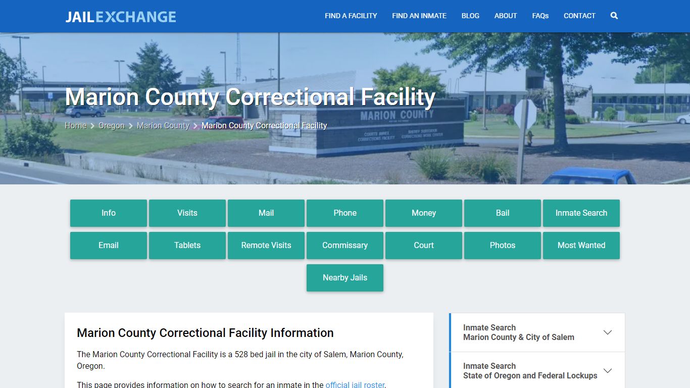 Marion County Correctional Facility, OR Inmate Search, Information
