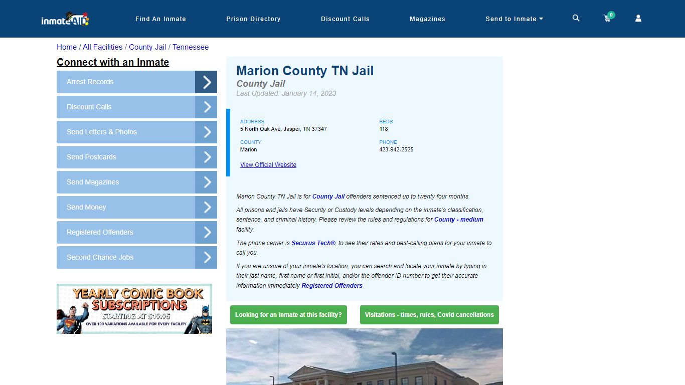 Marion County TN Jail - Inmate Locator - Jasper, TN