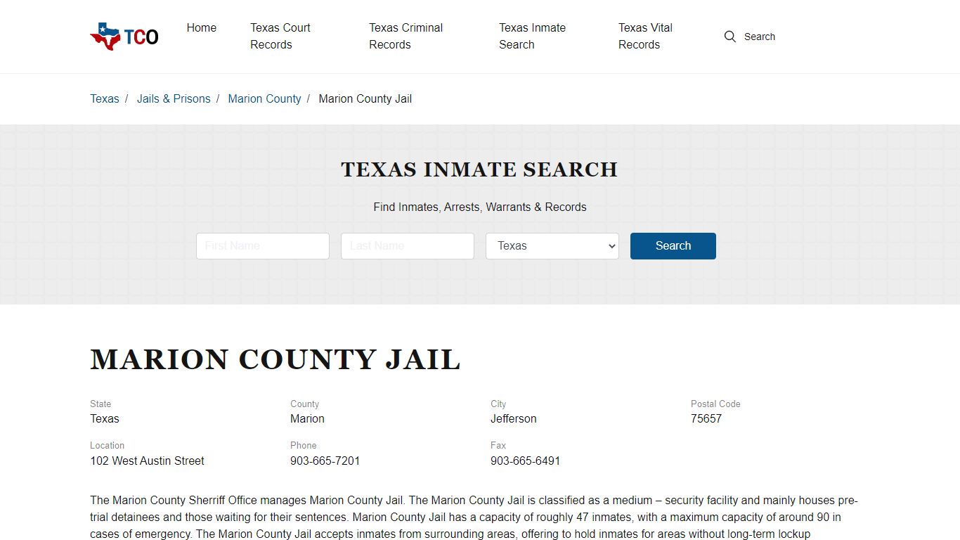 Marion County Jail - txcountyoffices.org