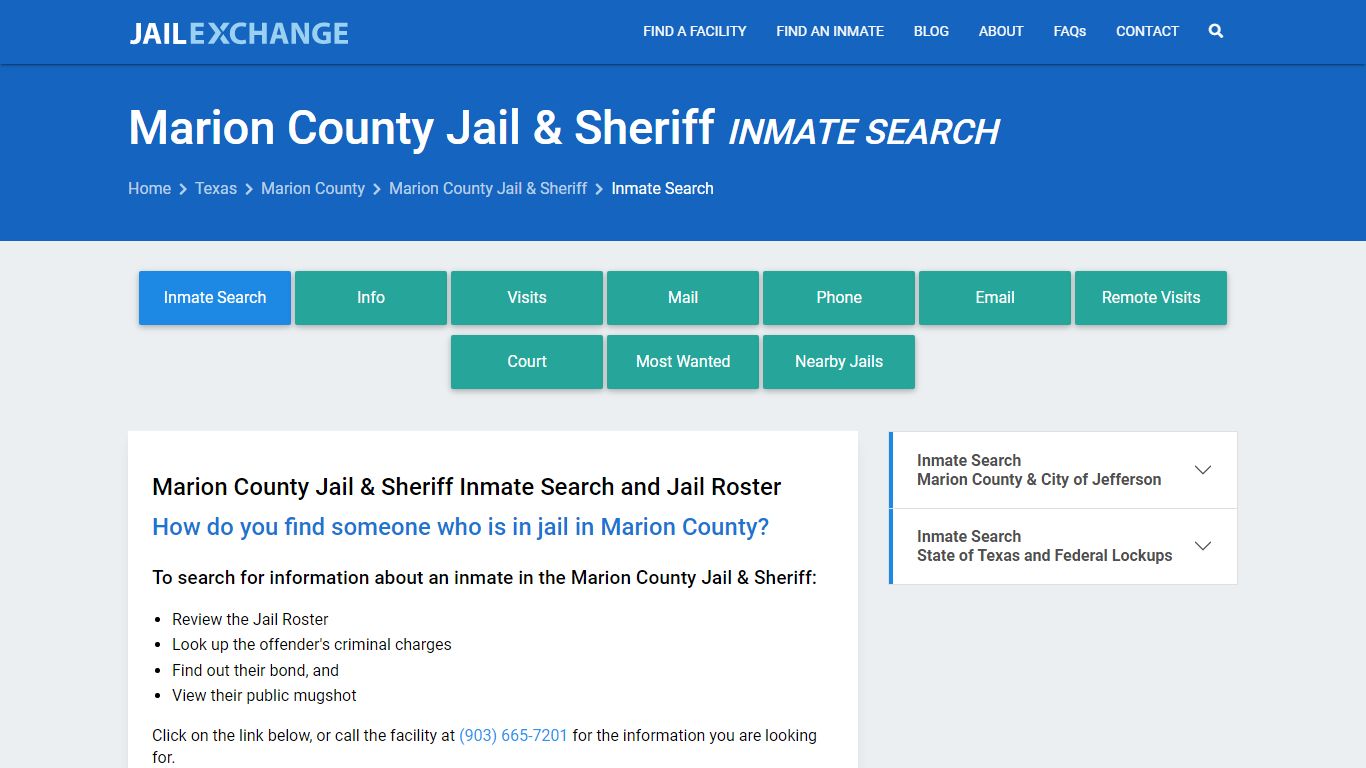 Marion County Jail & Sheriff Inmate Search - Jail Exchange