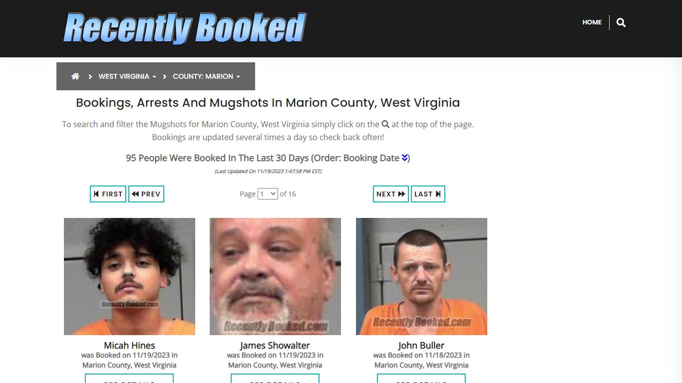 Bookings, Arrests and Mugshots in Marion County, West Virginia