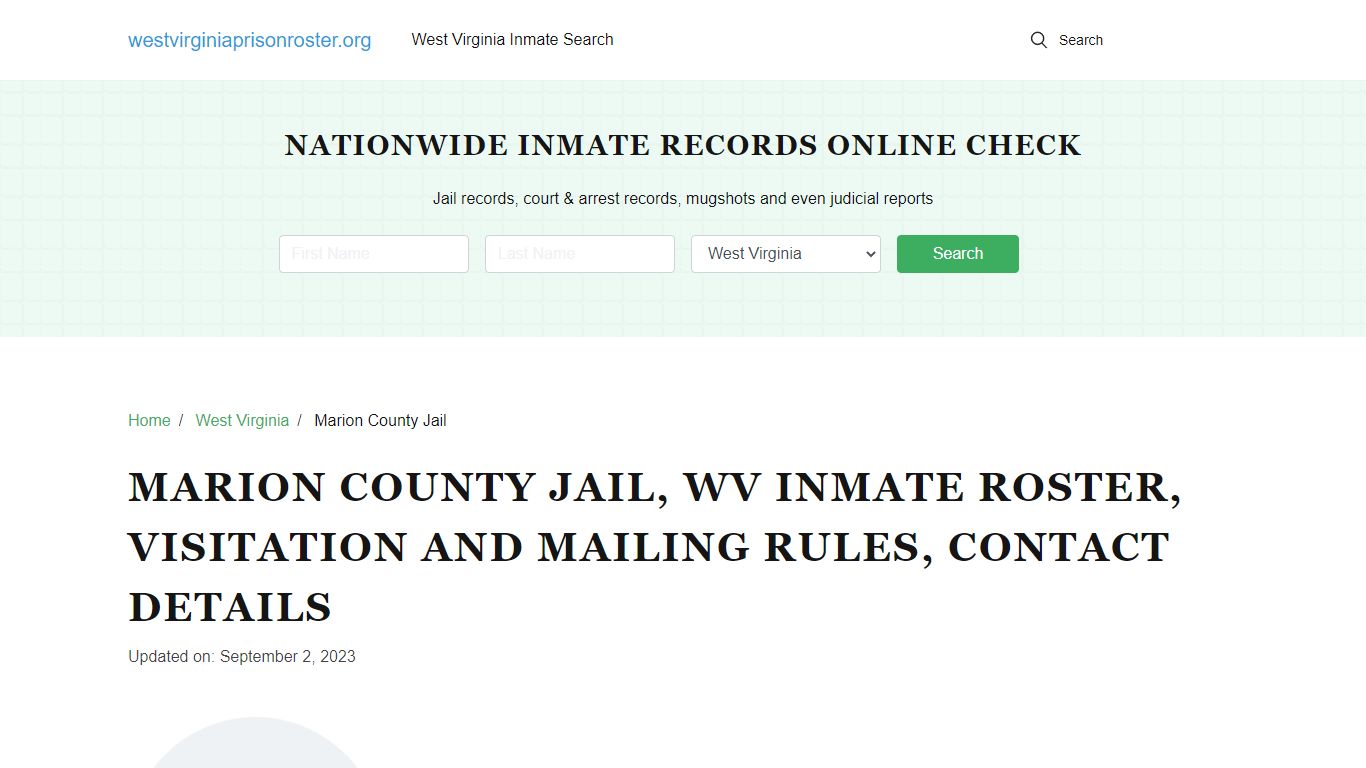 Marion County Jail, WV Inmate Roster, Contact Details