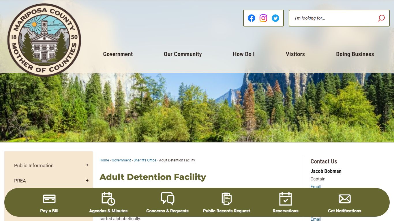 Adult Detention Facility | Mariposa County, CA - Official Website