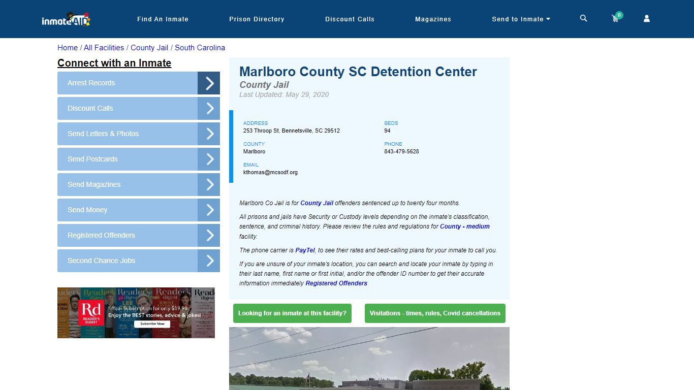 Marlboro County SC Detention Center - Inmate Locator - Bennetsville, SC