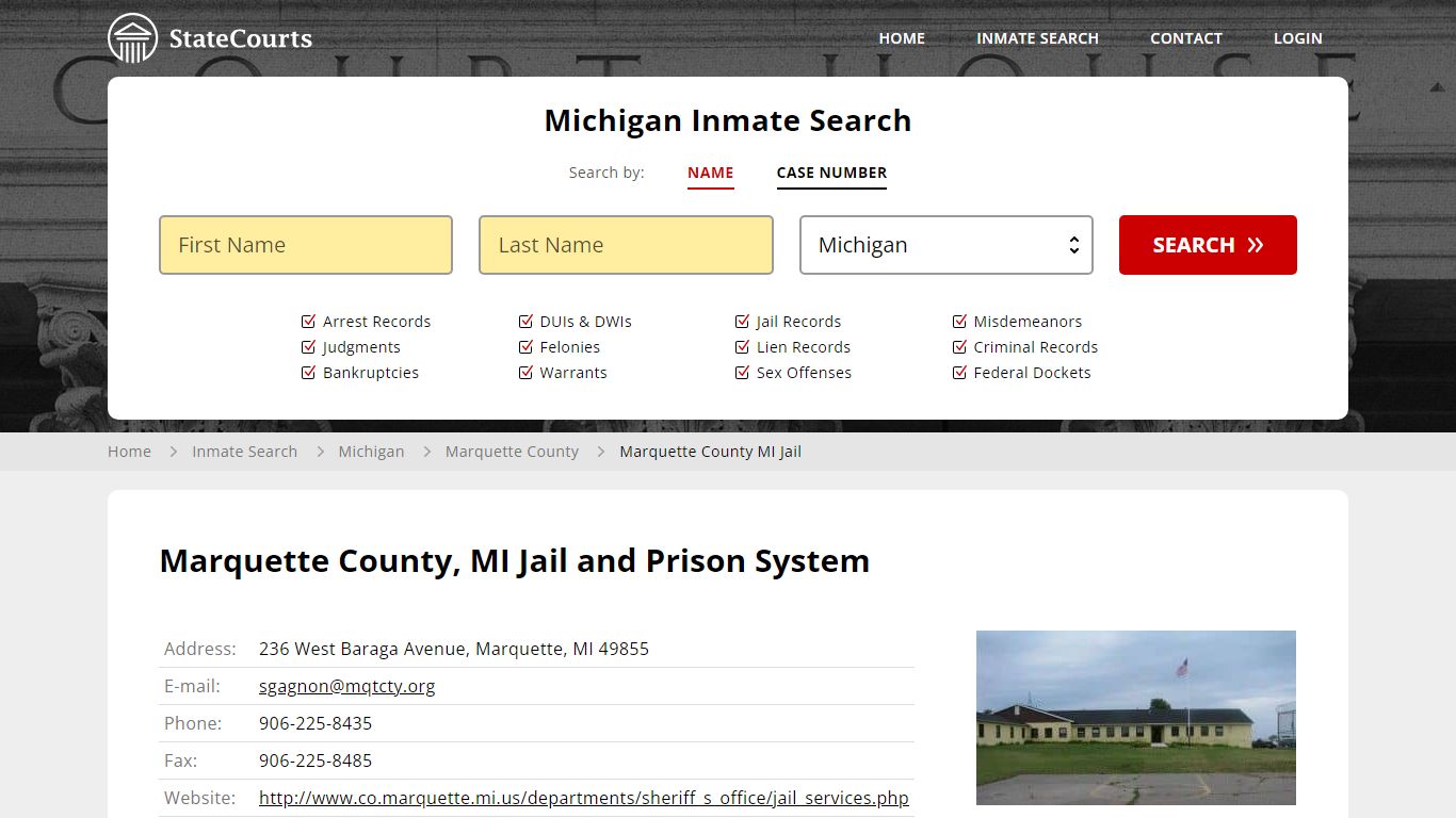 Marquette County MI Jail Inmate Records Search, Michigan - StateCourts
