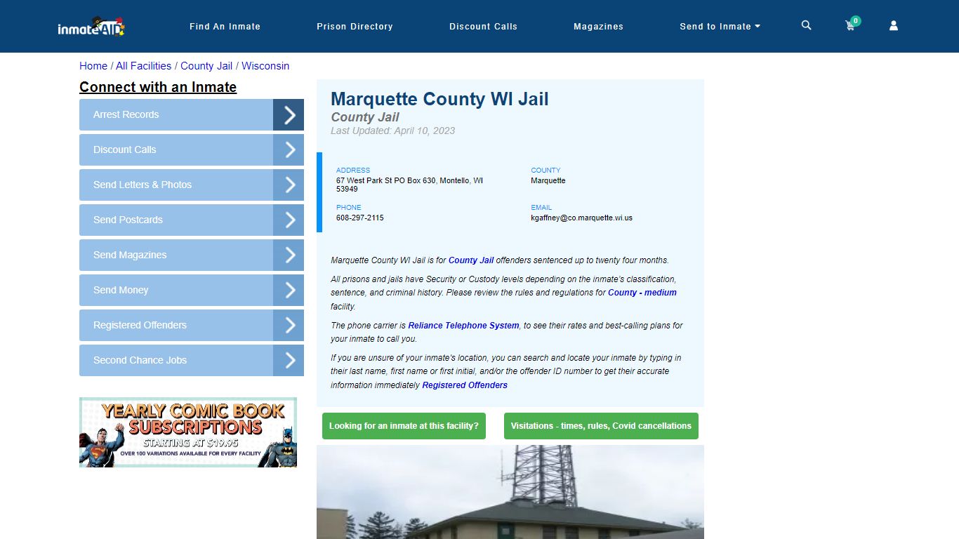 Marquette County WI Jail - Inmate Locator - Montello, WI