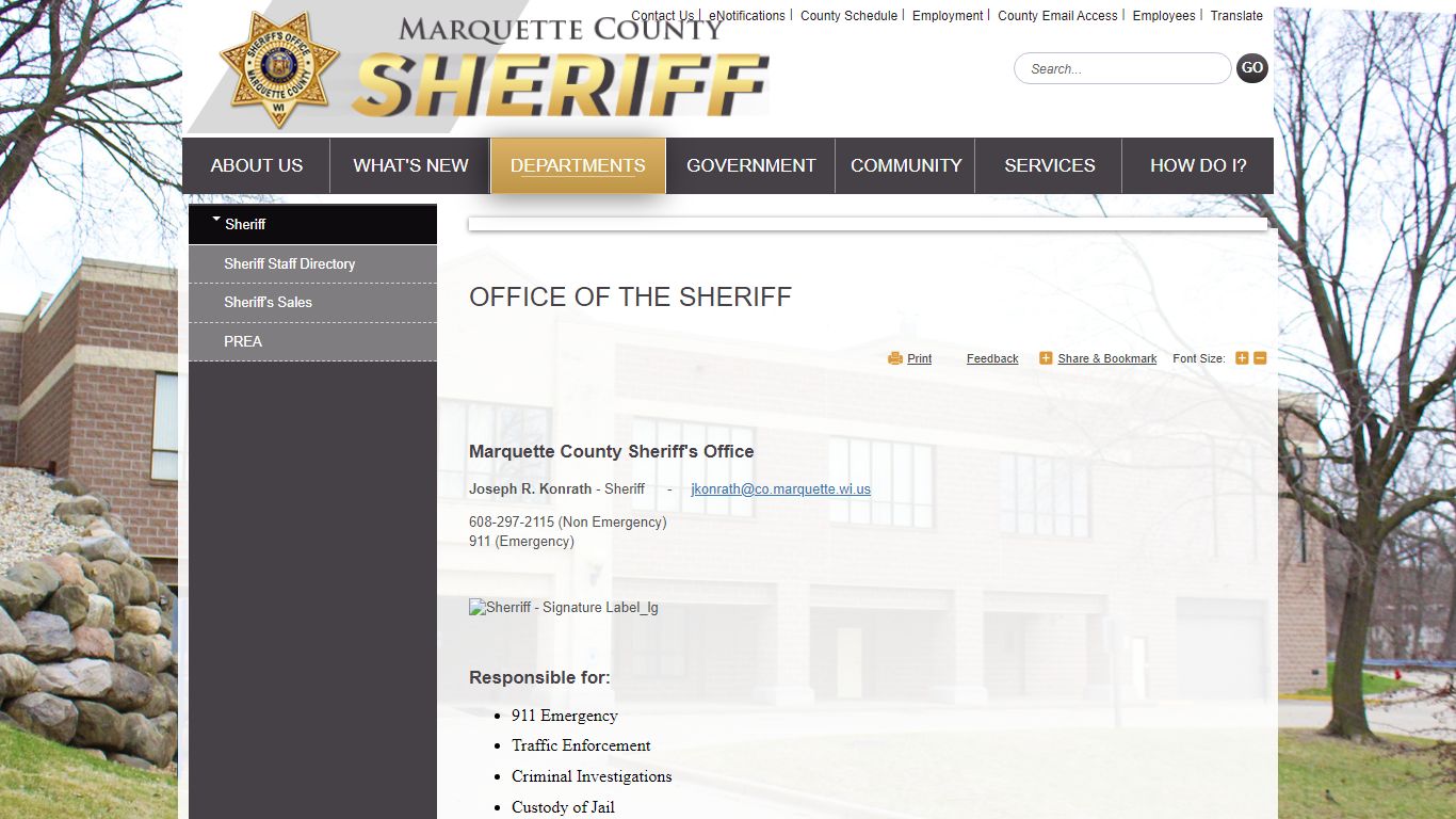 Office of the Sheriff | Marquette County, WI