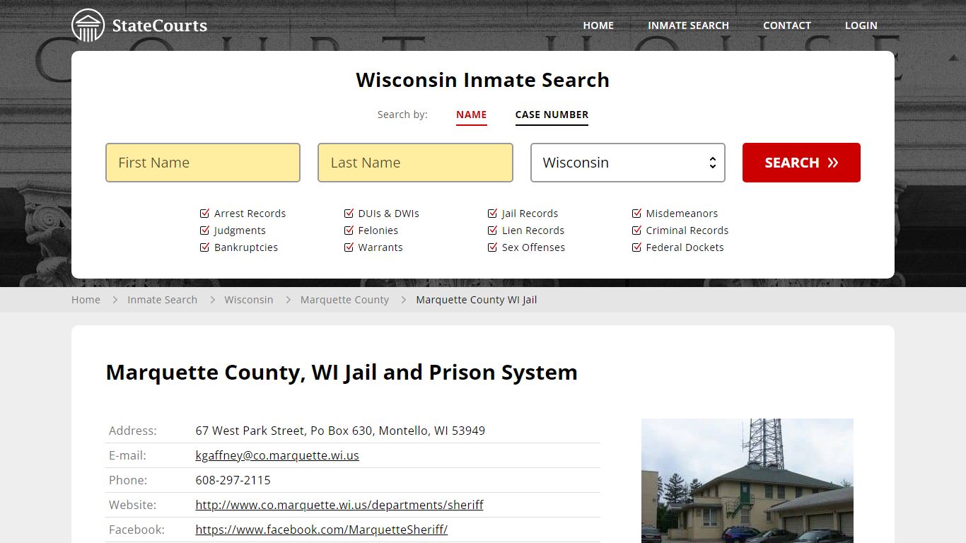 Marquette County WI Jail Inmate Records Search, Wisconsin - StateCourts